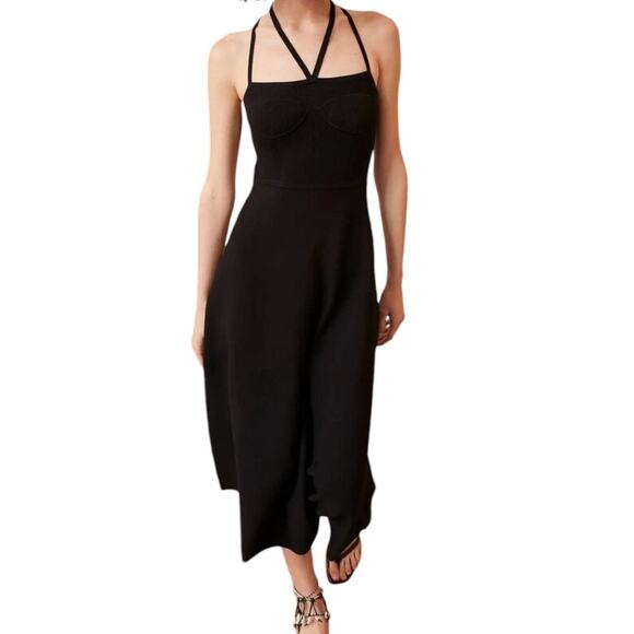 New NWT Ulla Johnson Black Ribbed Evie Midi Dress Size Medium - Picture 7 of 13